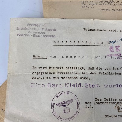 Buchenwald KL Prisoner konvolut