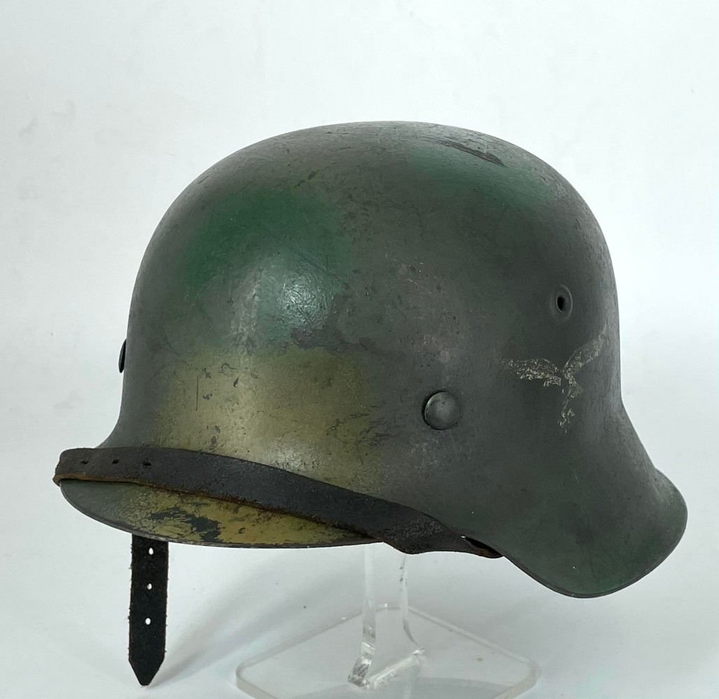 Luftwaffe M42 Two Tone Camouflage Helmet - Luftwaffe M42 Two Tone Camouflage Helmet: Vintage German Headgear