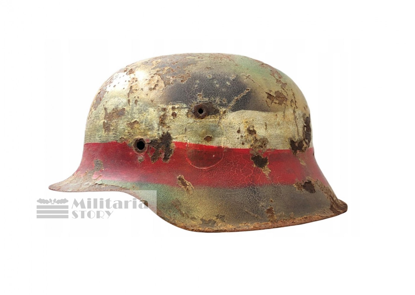 M42 Camo Helmet Polish Powstanie Warszawskie ultra rare - M42 Camo Helmet Polish Powstanie Warszawskie ultra rare: pre-war German Headgear