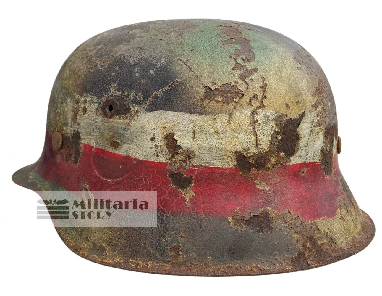 M42 Camo Helmet Polish Powstanie Warszawskie ultra rare - M42 Camo Helmet Polish Powstanie Warszawskie ultra rare: pre-war German Headgear