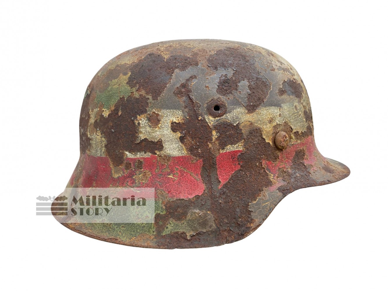 M42 Camo Helmet Polish Powstanie Warszawskie ultra rare - M42 Camo Helmet Polish Powstanie Warszawskie ultra rare: Vintage German Headgear