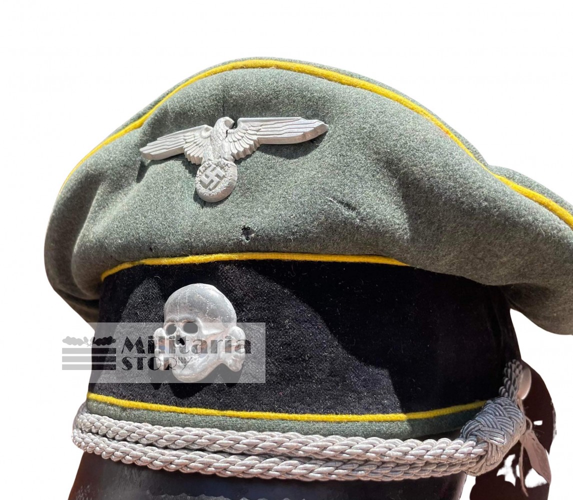 Waffen SS officer visor cap - Waffen SS officer visor cap: Vintage German Headgear