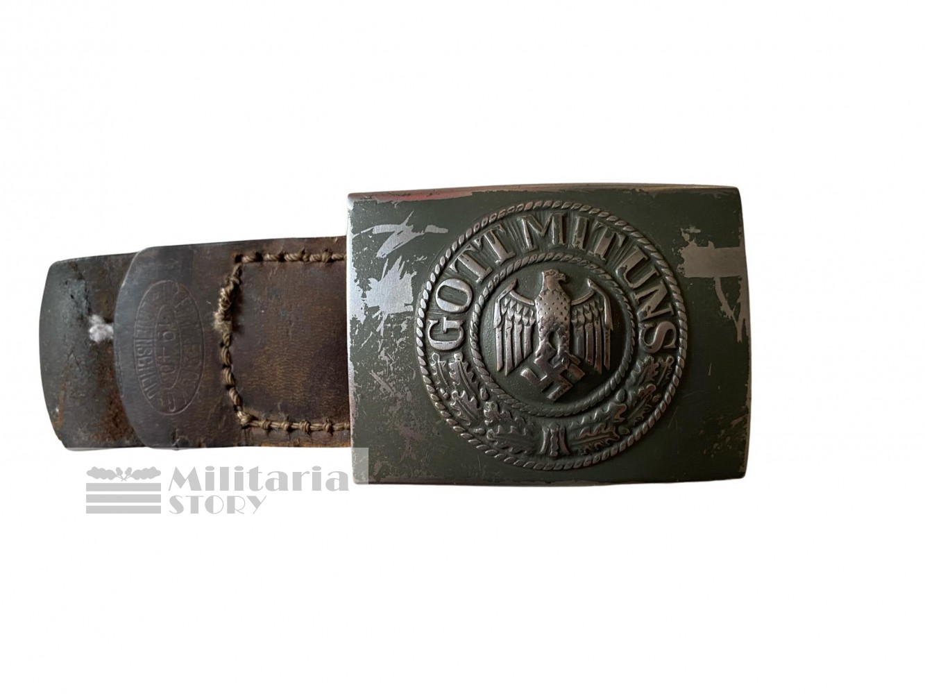 Heer Buckle with leather strap - Heer Buckle with leather strap: Third Reich Equipment