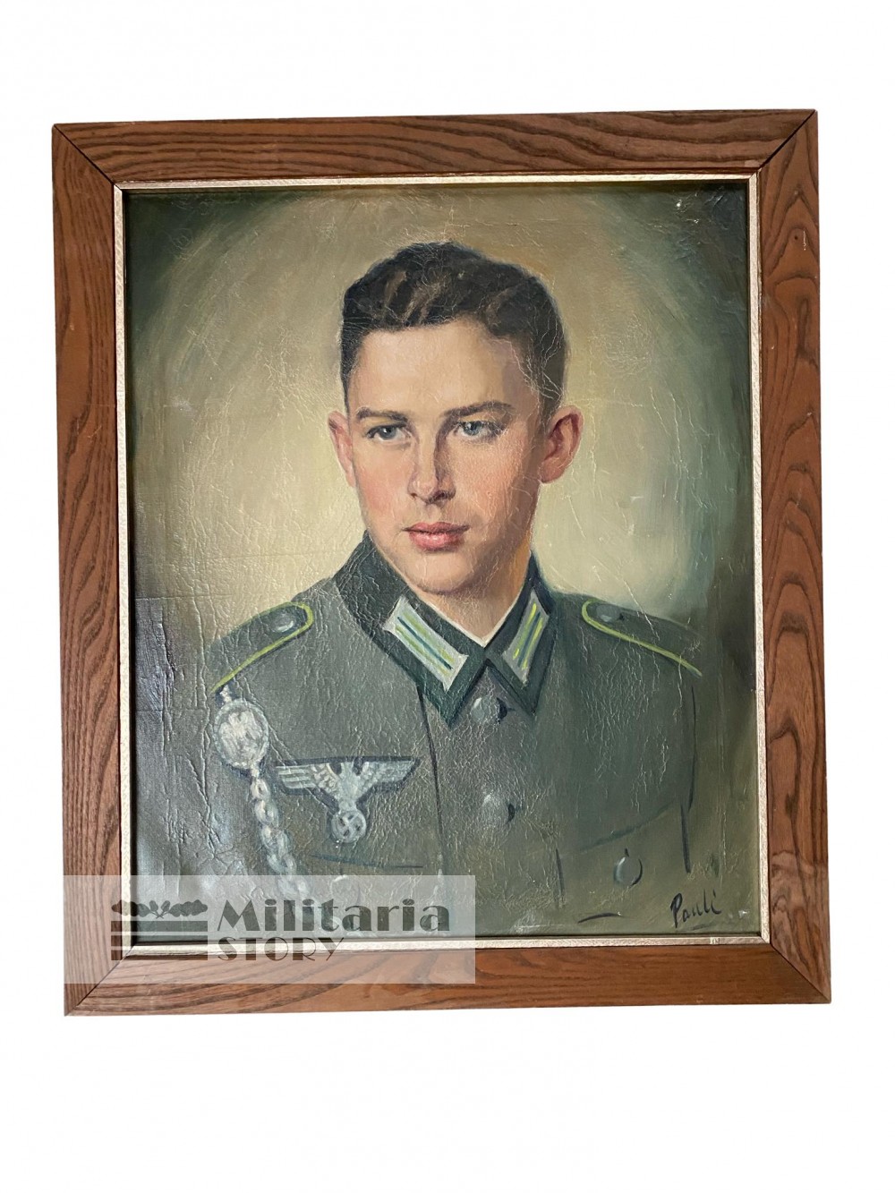 Oil portrait of Heer Panzergrenadier soldier - Oil portrait of Heer Panzergrenadier soldier: German Third Reich Art