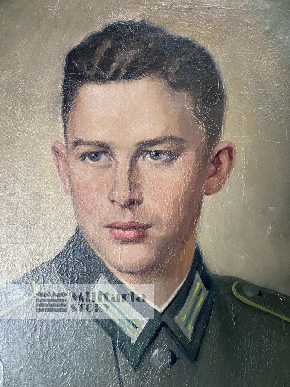 Oil portrait of Heer Panzergrenadier soldier - Oil portrait of Heer Panzergrenadier soldier: Third Reich Third Reich Art