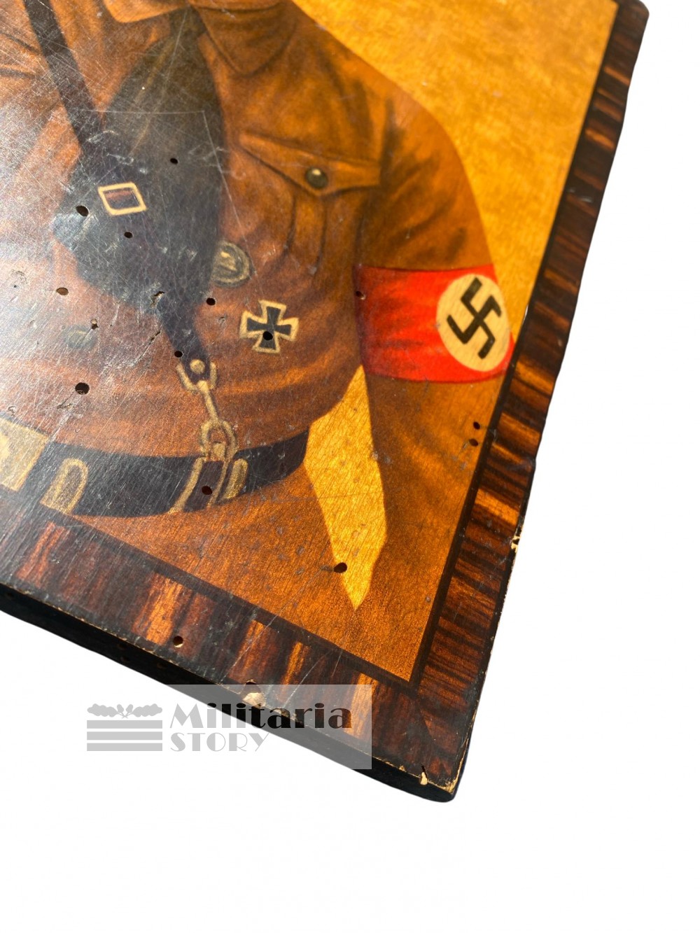 Adolf Hitler inlay picture on wood - Adolf Hitler inlay picture on wood: Vintage German Third Reich Art
