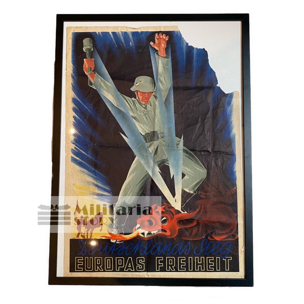 WWII German Propaganda Poster - WWII German Propaganda Poster: Vintage German Third Reich Art
