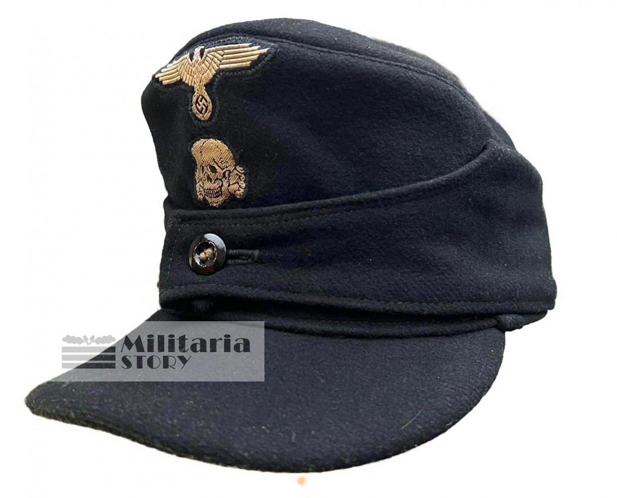 Waffen SS M43 Panzer One button field cap - Waffen SS M43 Panzer One button field cap: Vintage German Headgear