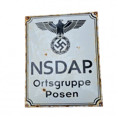  NSDAP Emailleschild Enameled Sign - WW2 German Other