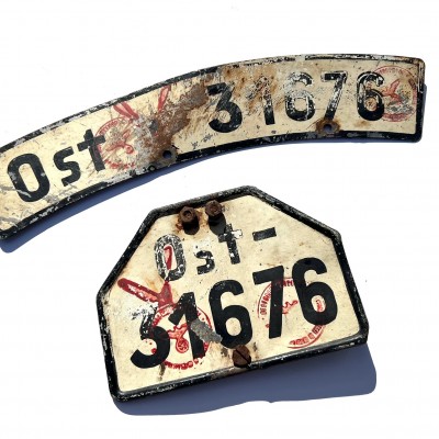 German WWII  Motorcycle License Plate Set - pre-war German Equipment