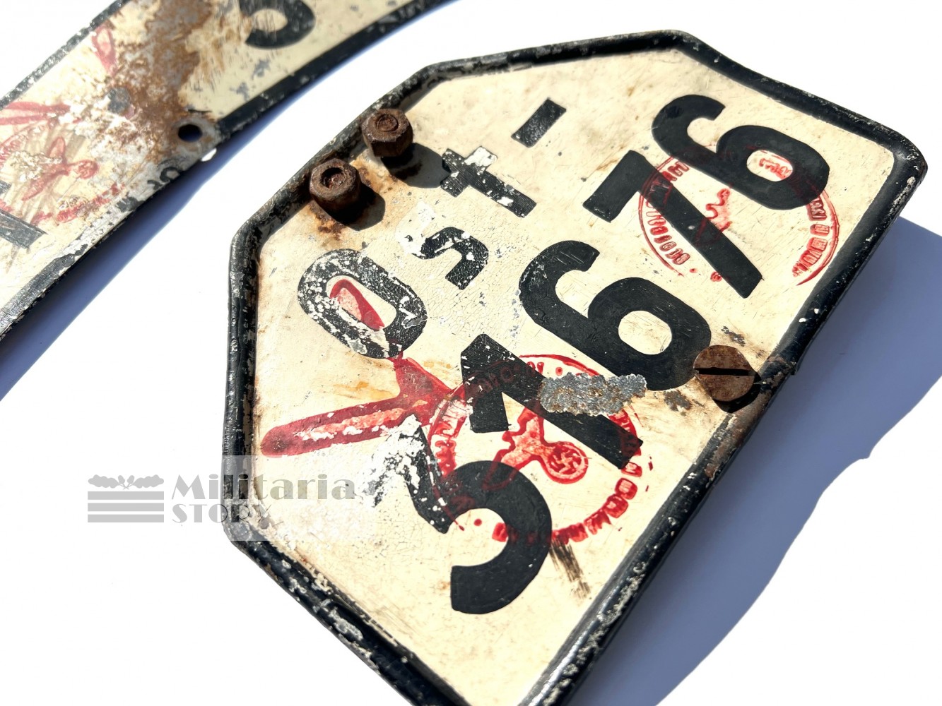 German WWII  Motorcycle License Plate Set - German WWII  Motorcycle License Plate Set: German Equipment