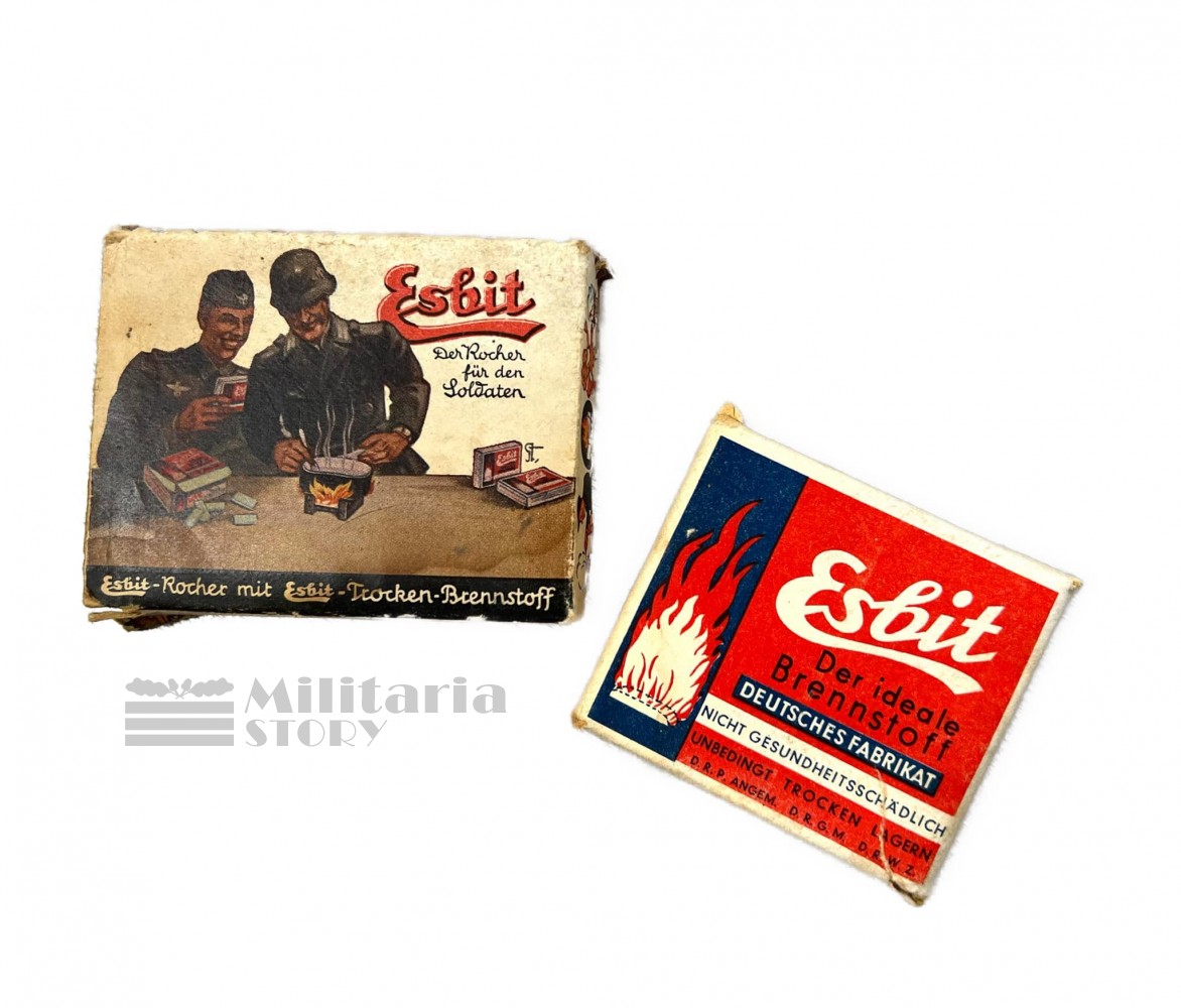 Wehrmacht Esbit Cooker and Fuel Blok in original Box - Wehrmacht Esbit Cooker and Fuel Blok in original Box: Vintage German Equipment