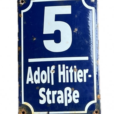 Adolf Hitler Bulding street sing Rare - pre-war German Third Reich Art