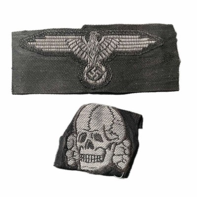 Waffen ss cap bevo flatwire insignia set - Third Reich Insignia