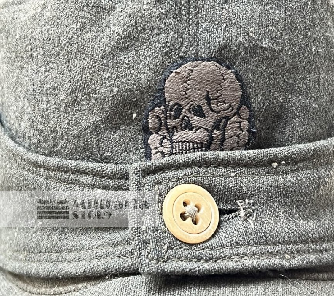 Waffen SS one butto field cap - Waffen SS one butto field cap: WW2 German Headgear