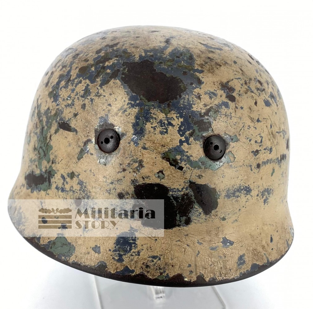 M37/M38 DAK Camo Paratrooper Helmet Shell - M37/M38 DAK Camo Paratrooper Helmet Shell: Vintage German Headgear