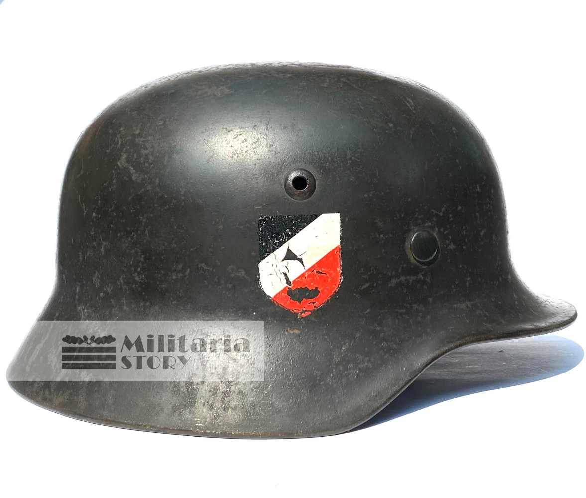 M35 Wehrmacht Double Decal Helmet - M35 Wehrmacht Double Decal Helmet: German Headgear