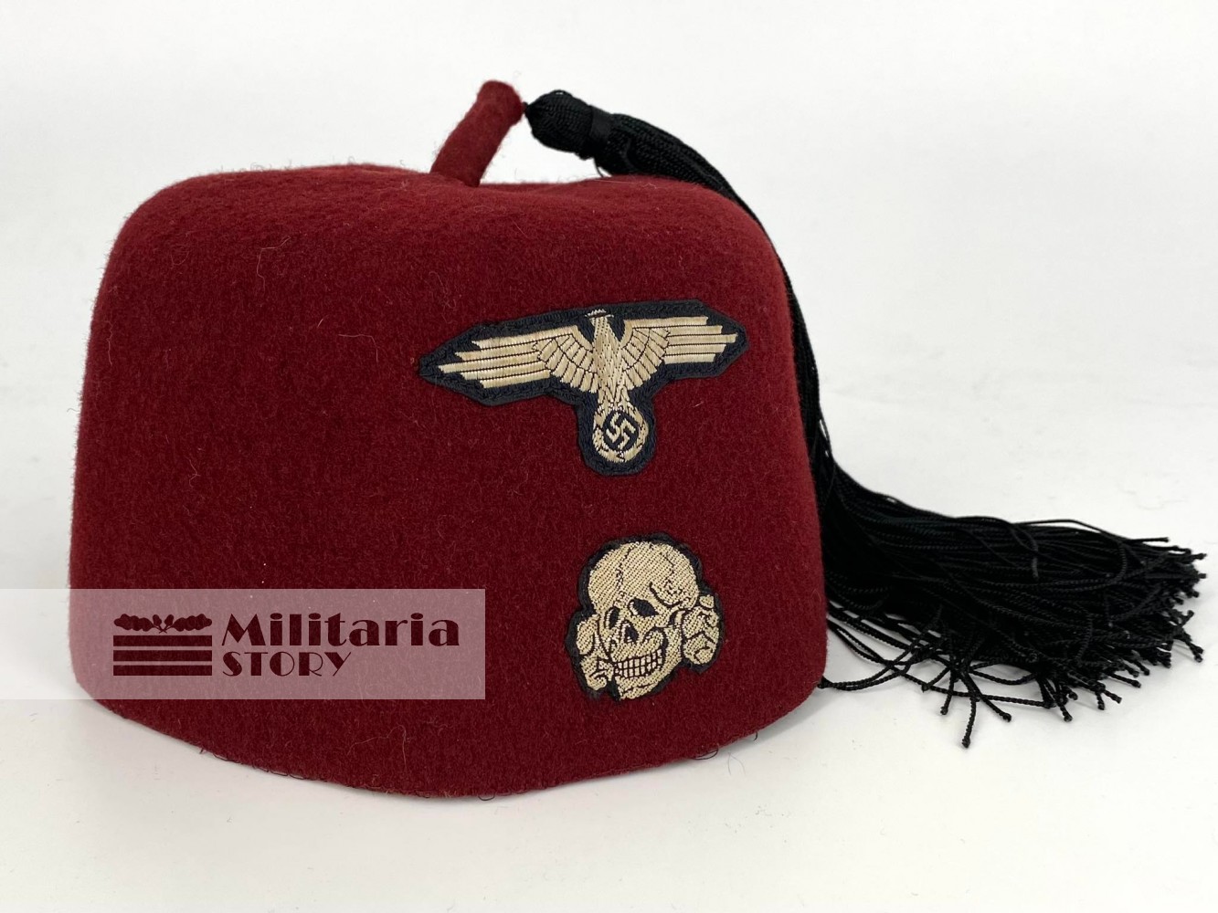 Waffen SS Red Maroon Fez - Waffen SS Red Maroon Fez: Third Reich Headgear