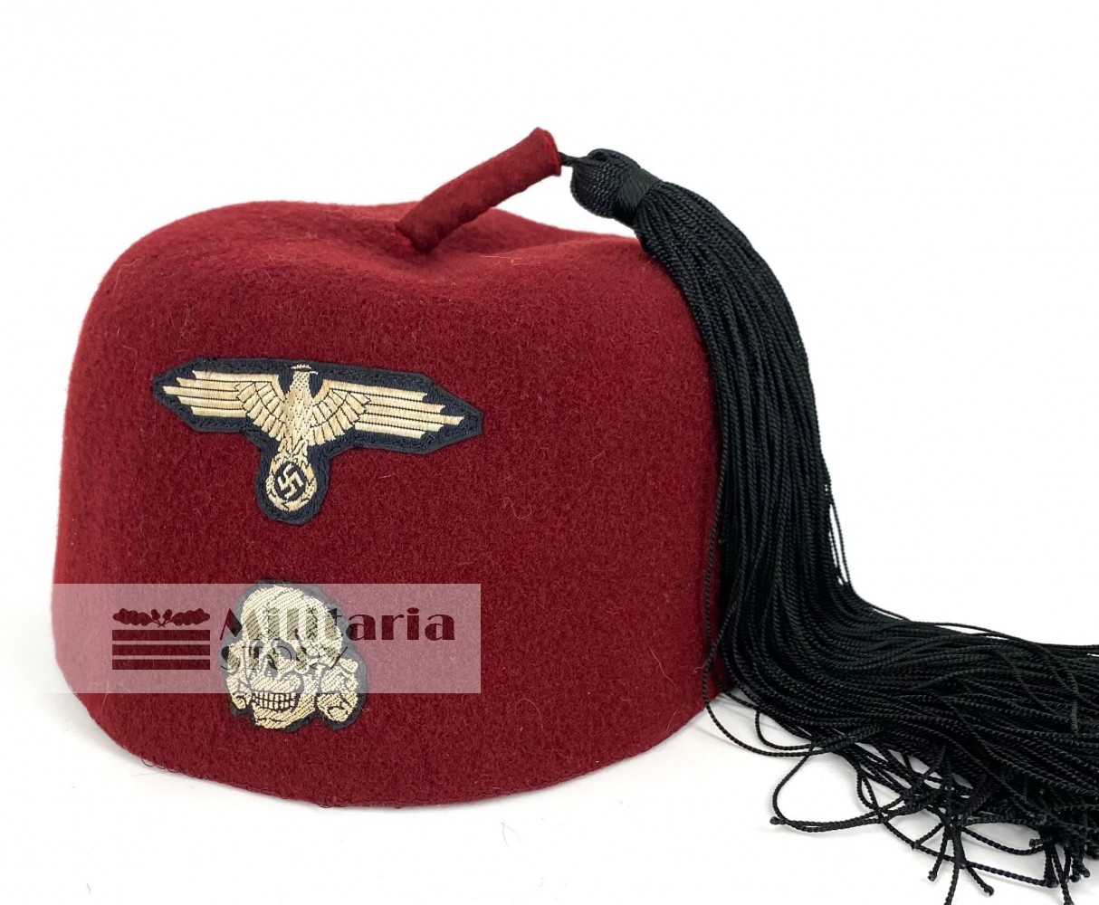 Waffen SS Red Maroon Fez - Waffen SS Red Maroon Fez: Third Reich Headgear