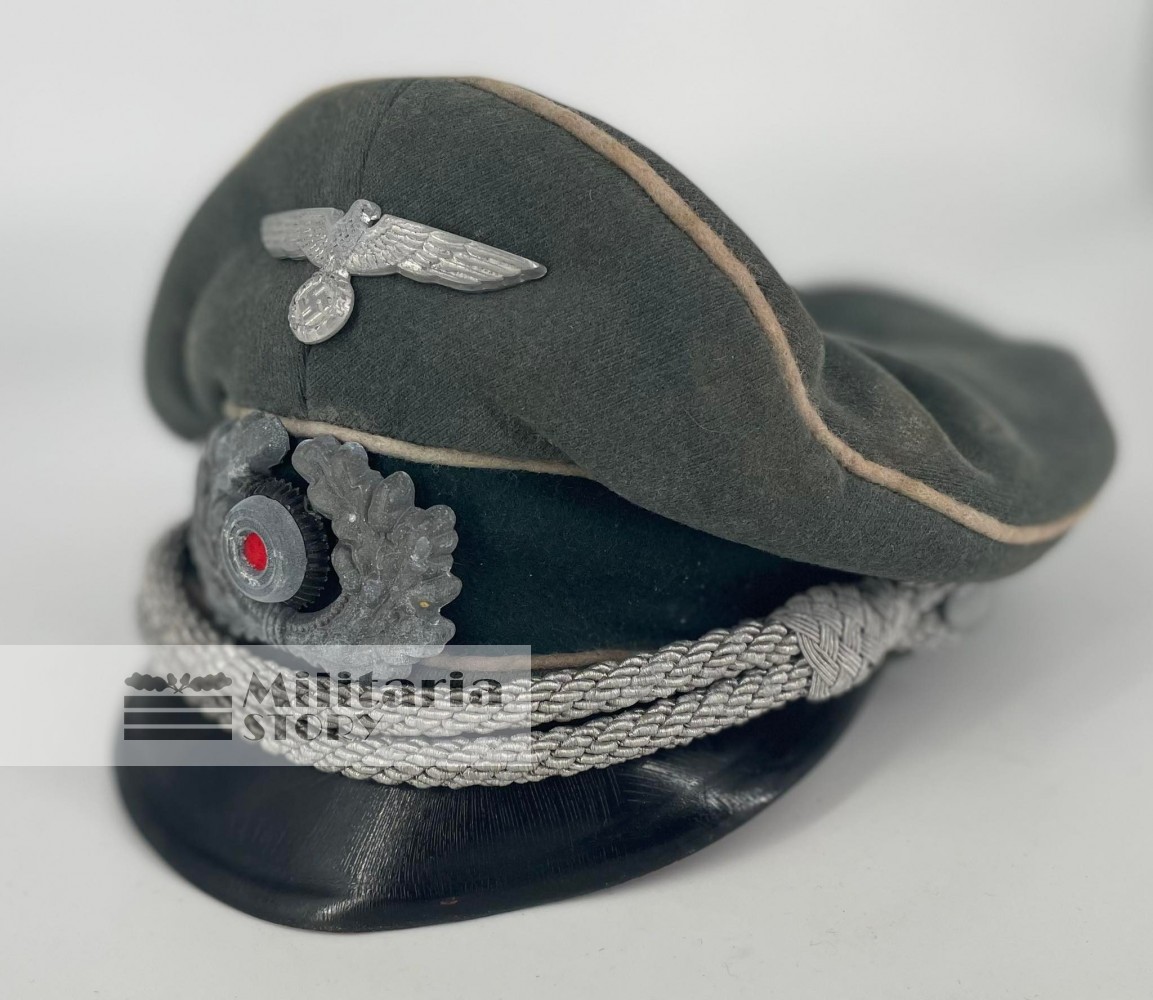Heer Infantry Visor Cap in crusher style - Heer Infantry Visor Cap in crusher style: Vintage German Headgear