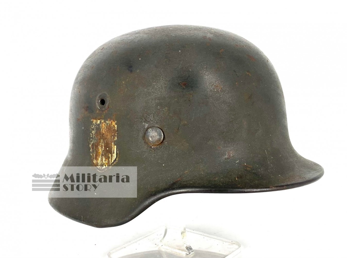 M40 Waffen SS Single Decal helmet - M40 Waffen SS Single Decal helmet: Vintage German Headgear